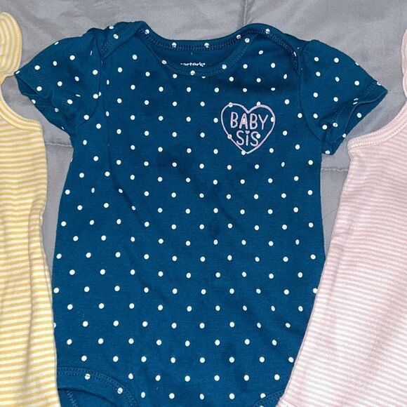 3 pack 9m onesies dinosaur and baby sis - Picture 3 of 4